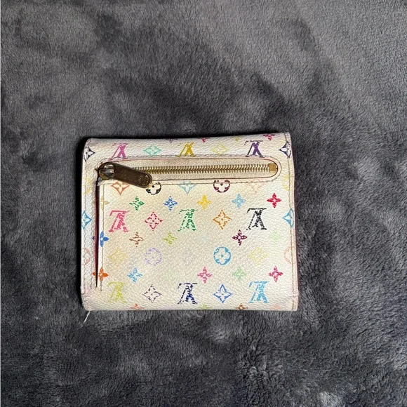Louis Vuitton x Takashi Murakami Monogram Multicolore Joey Wallet White Litchi - Picture 4 of 11